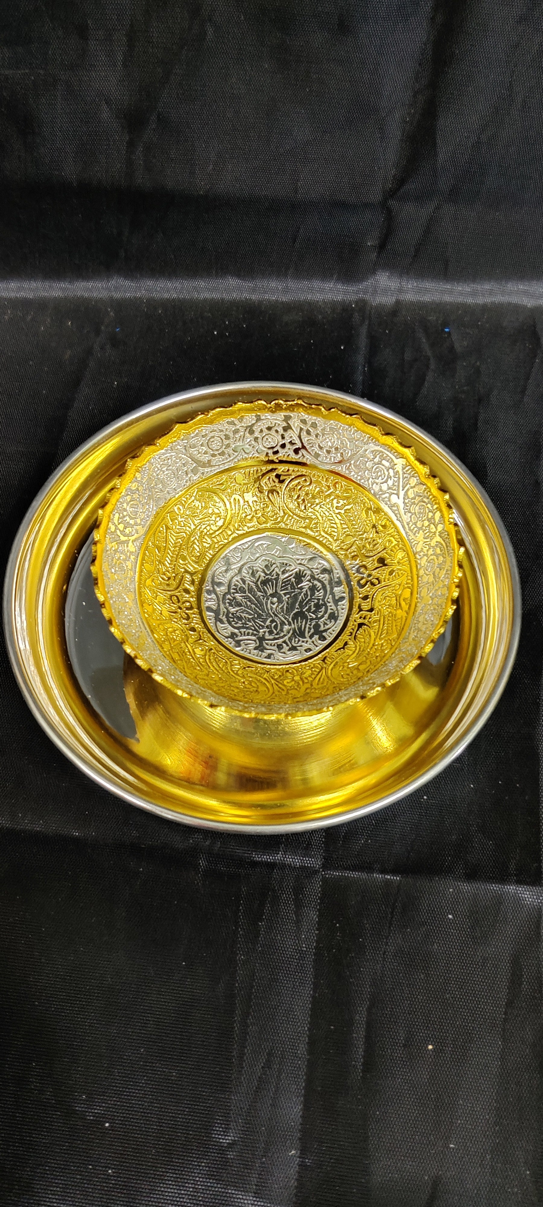 German Silver 5" Plate With Gold Bowl