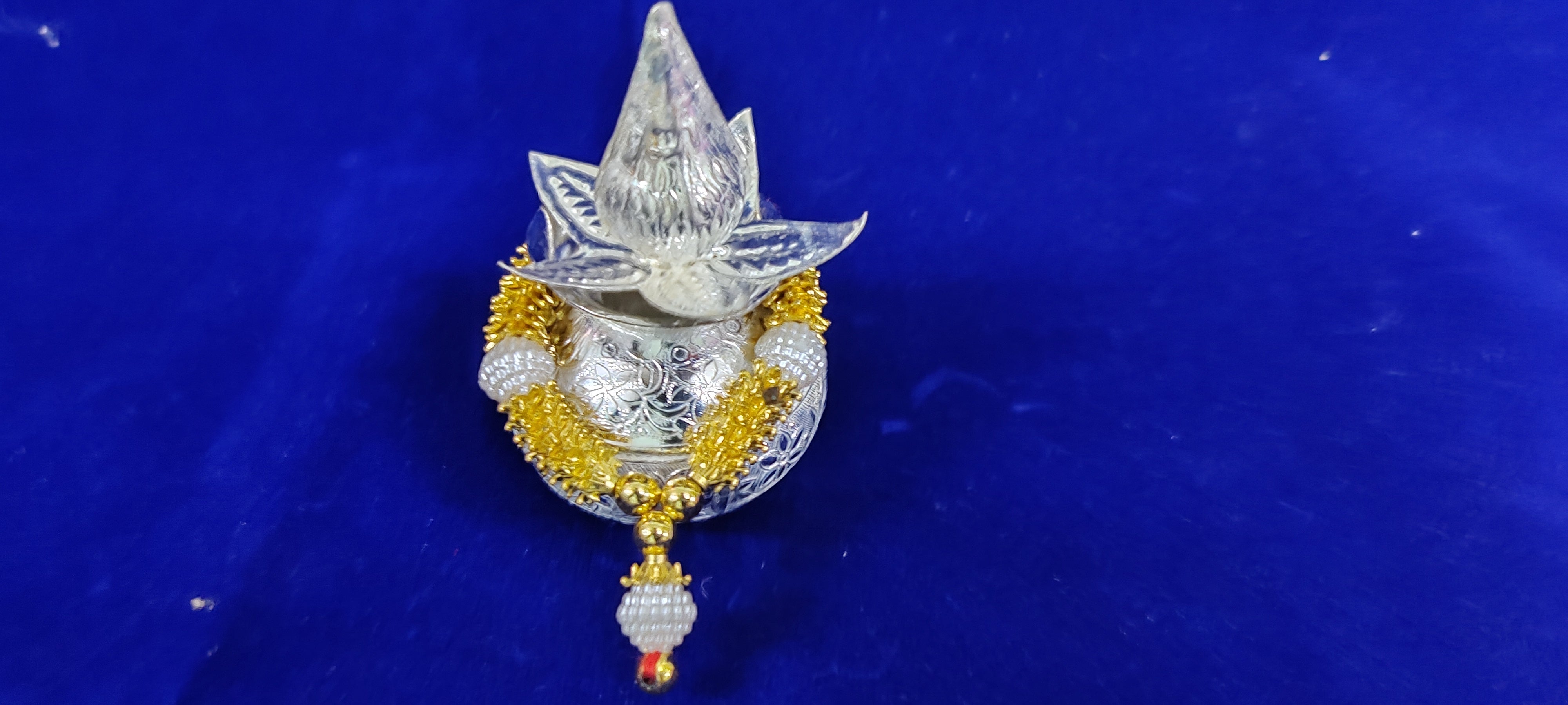 German Silver Kalsha Set With Mala 3"