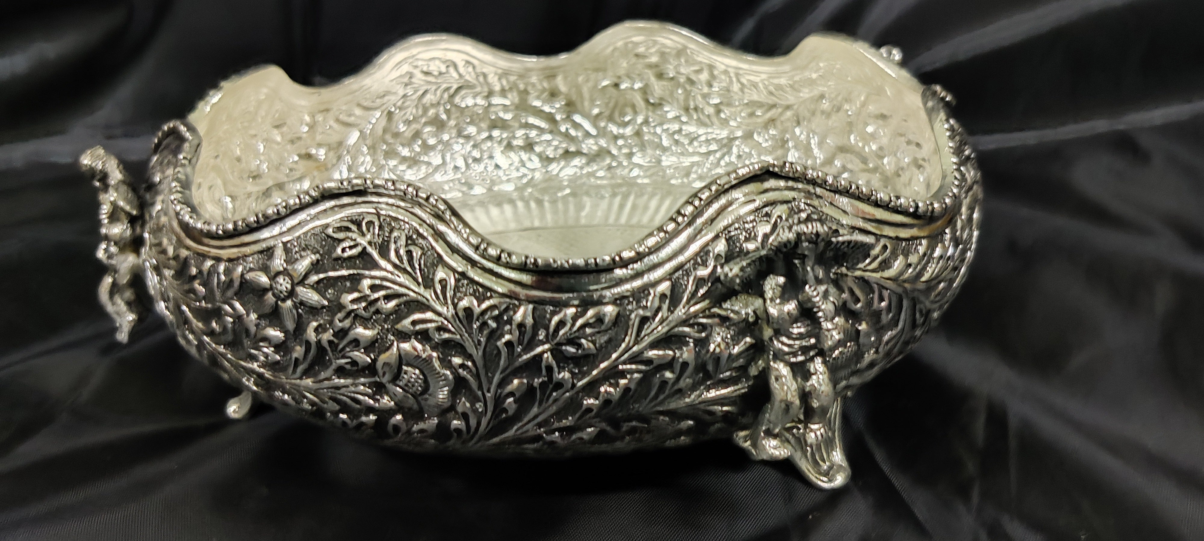 Antique German Silver Lady Bird Design Urli 9"