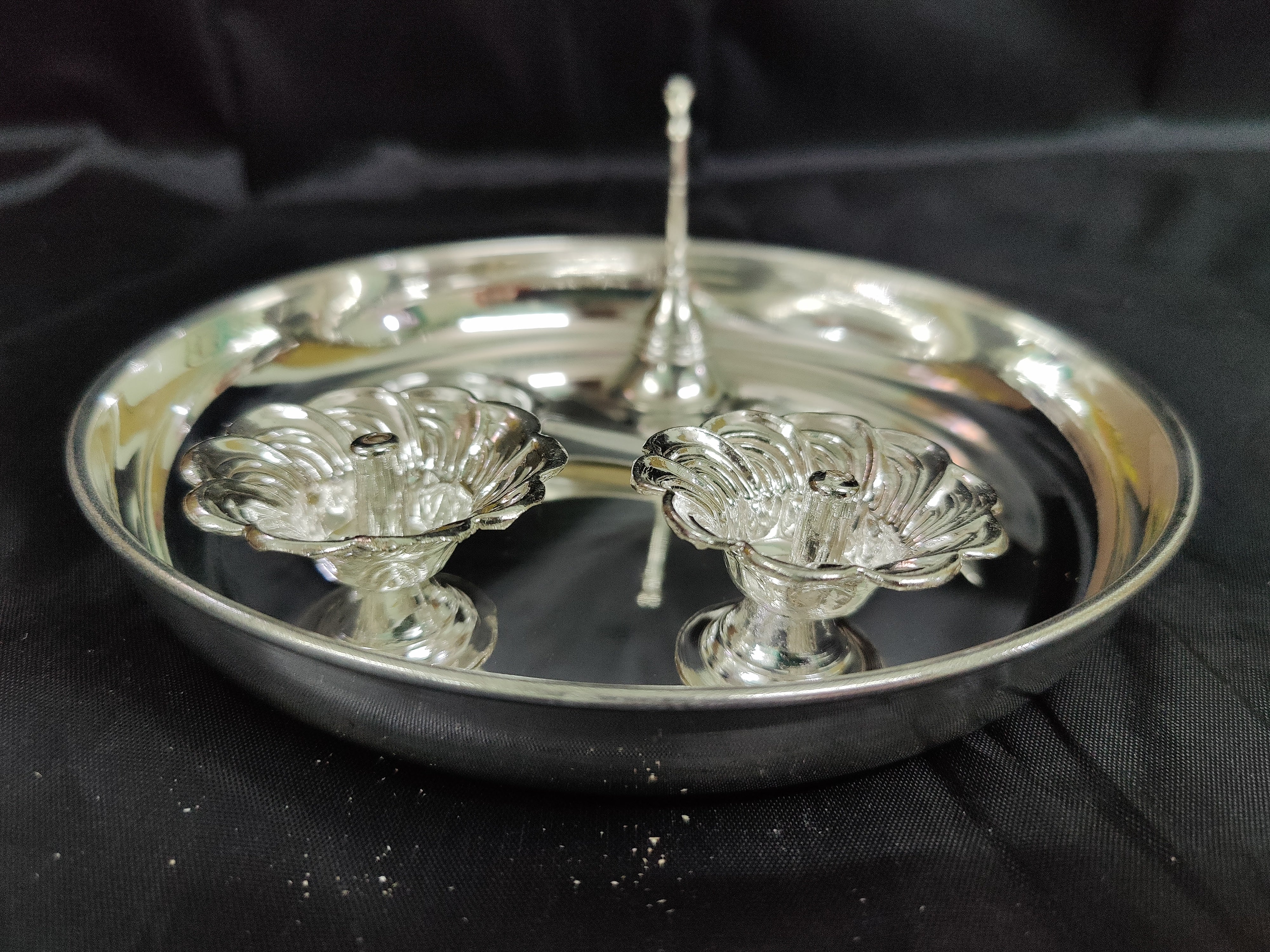 German Silver Trendy 8" Pooja Set