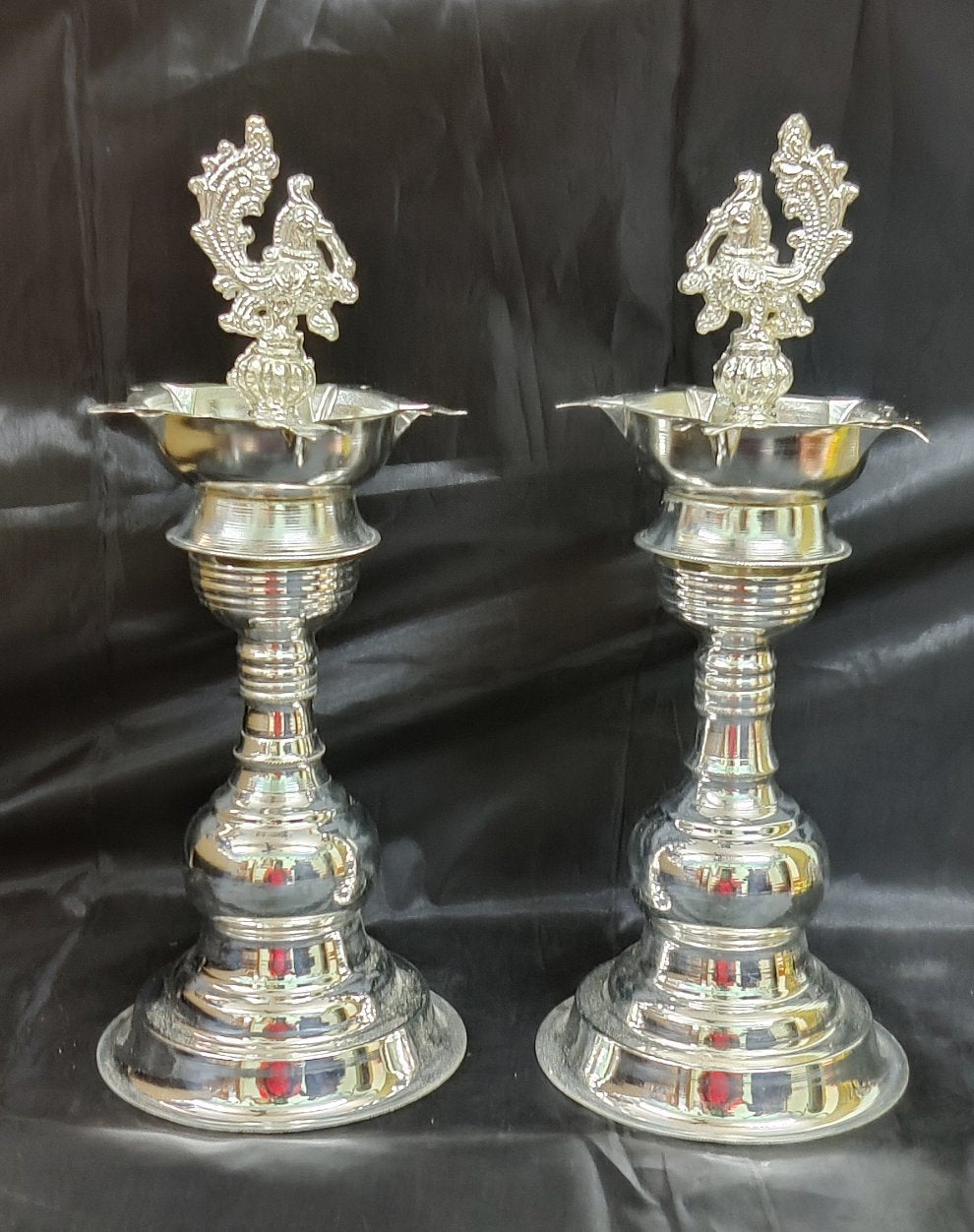 German Silver Peacock Samay 14" Pair