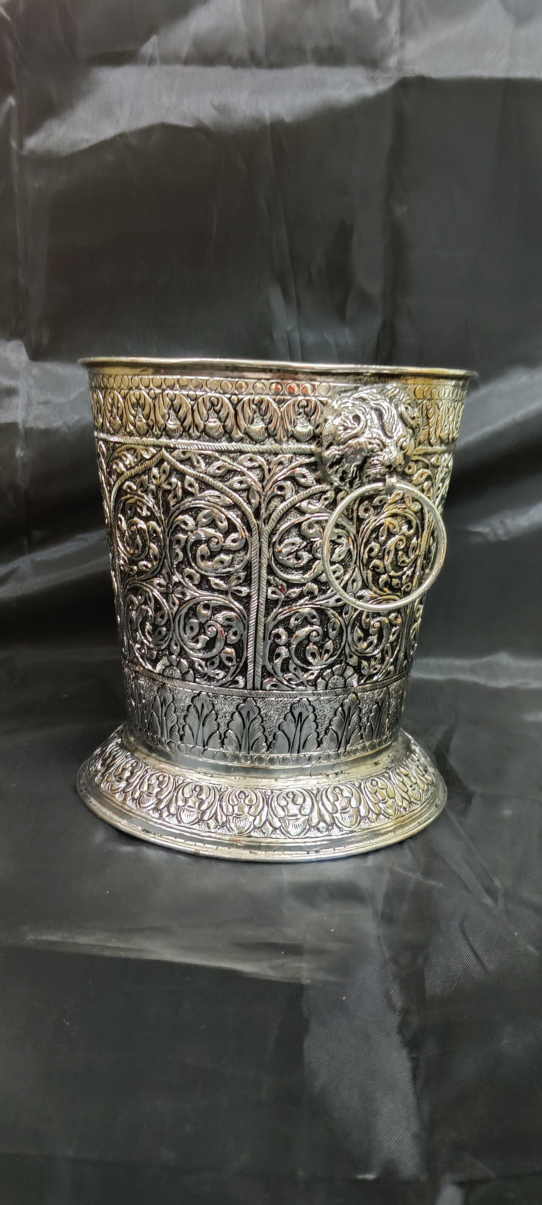 Antique German Silver Bucket 9"