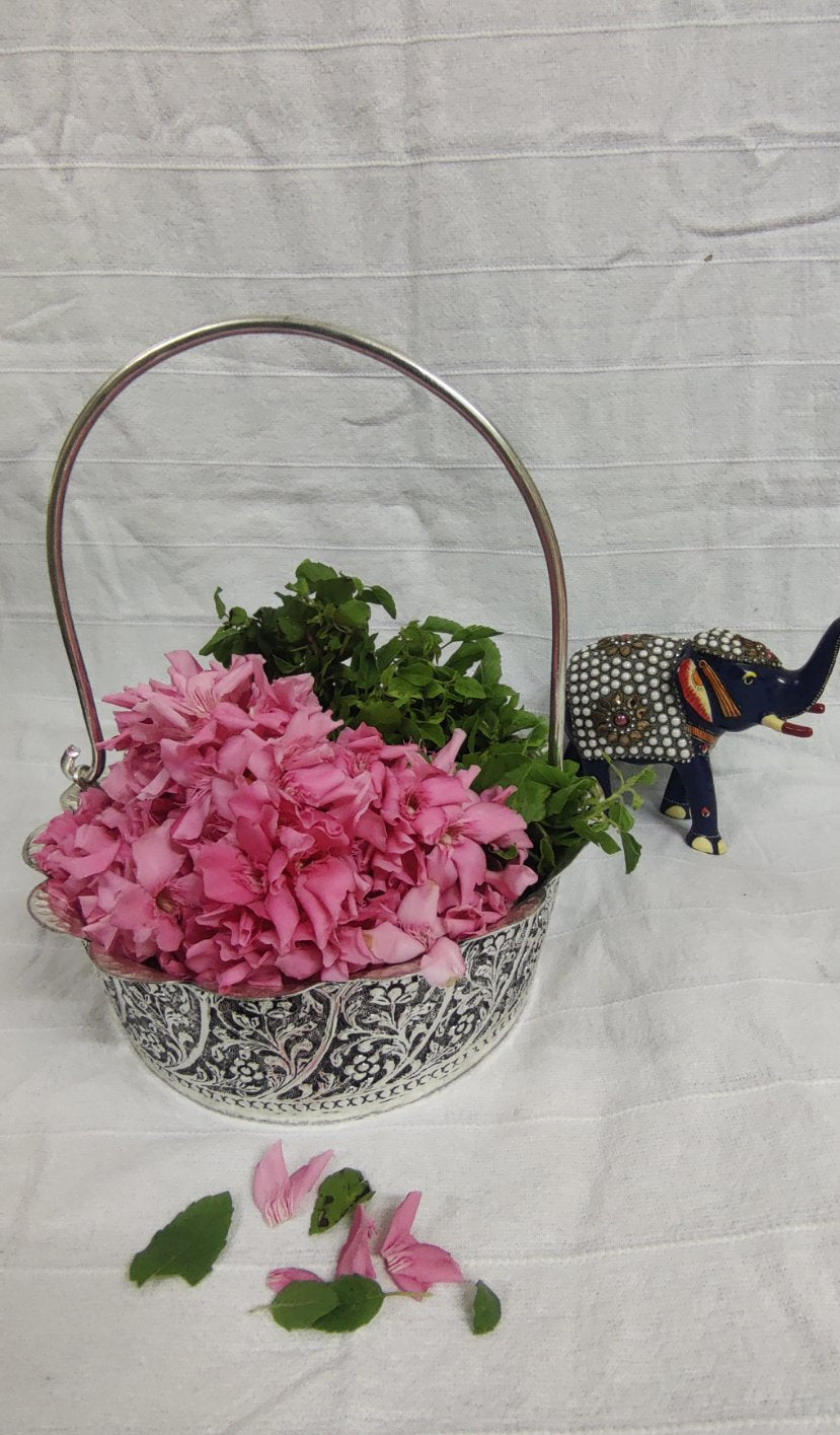 Antique German Silver Flower Basket 8"