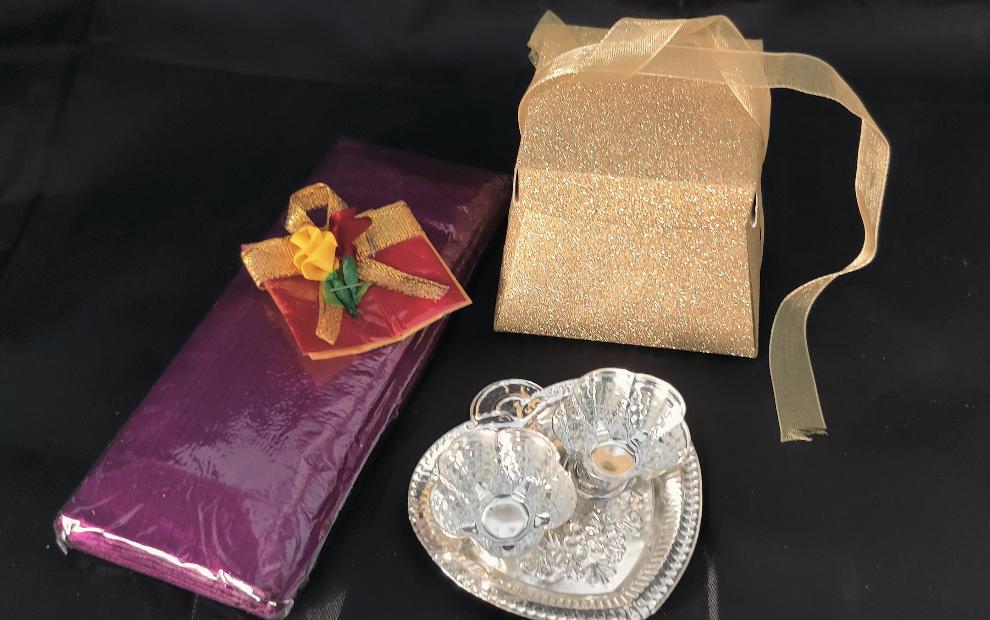 German Silver Heart 3" Kumkum Platter Combo