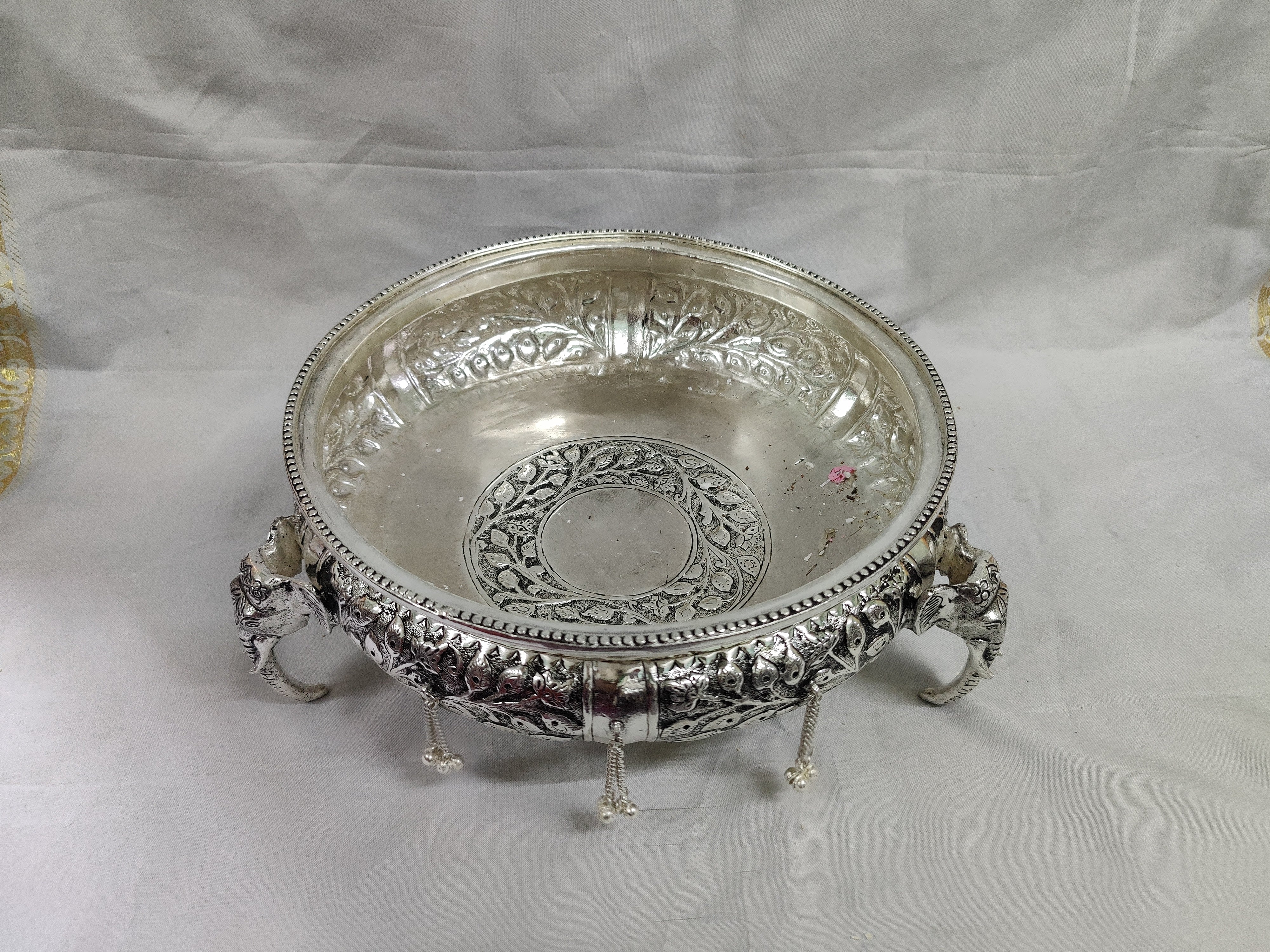 Antique German Silver Elephant Urli 10"