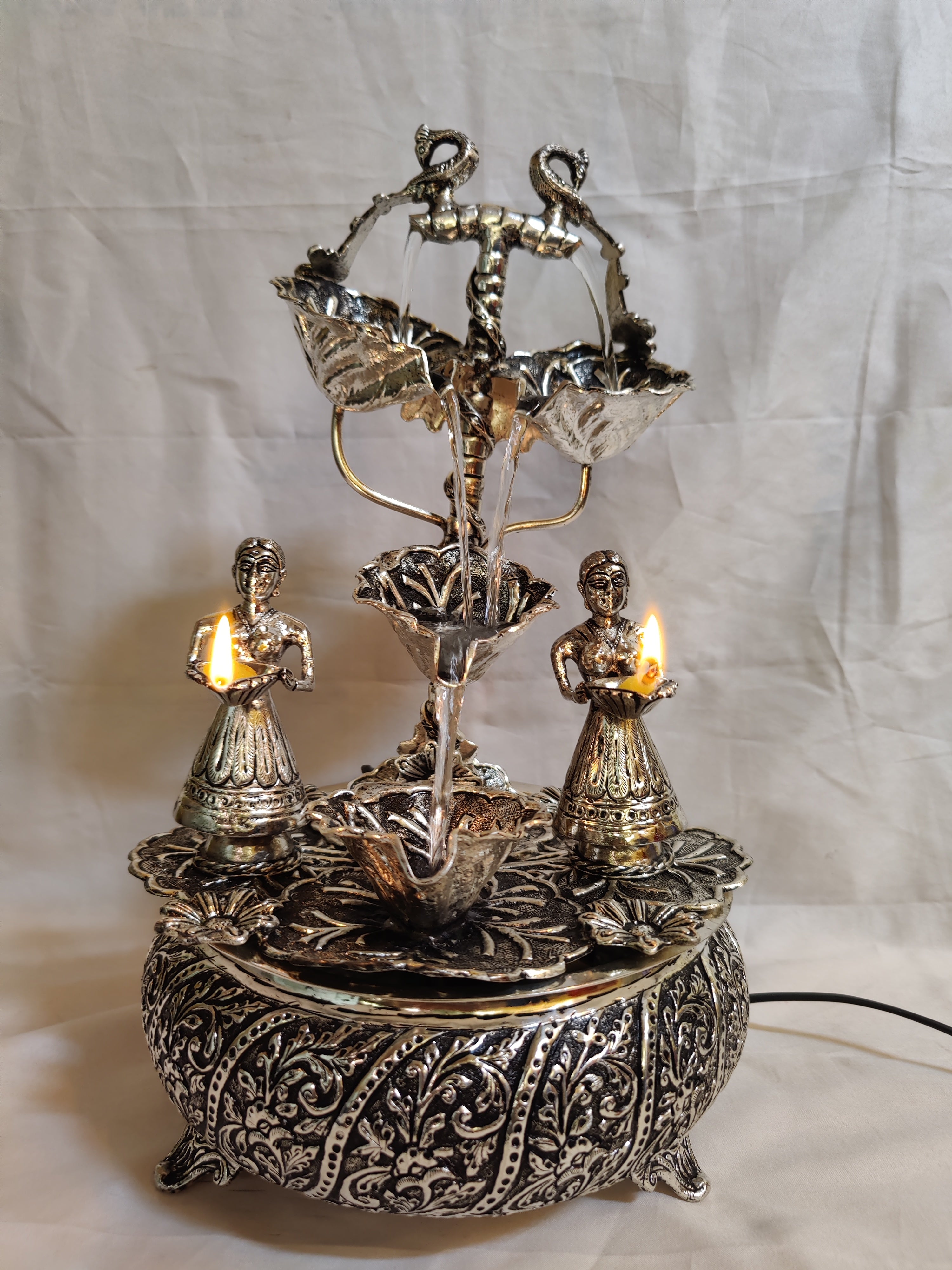 Antique German Silver Lady Fountain 16"