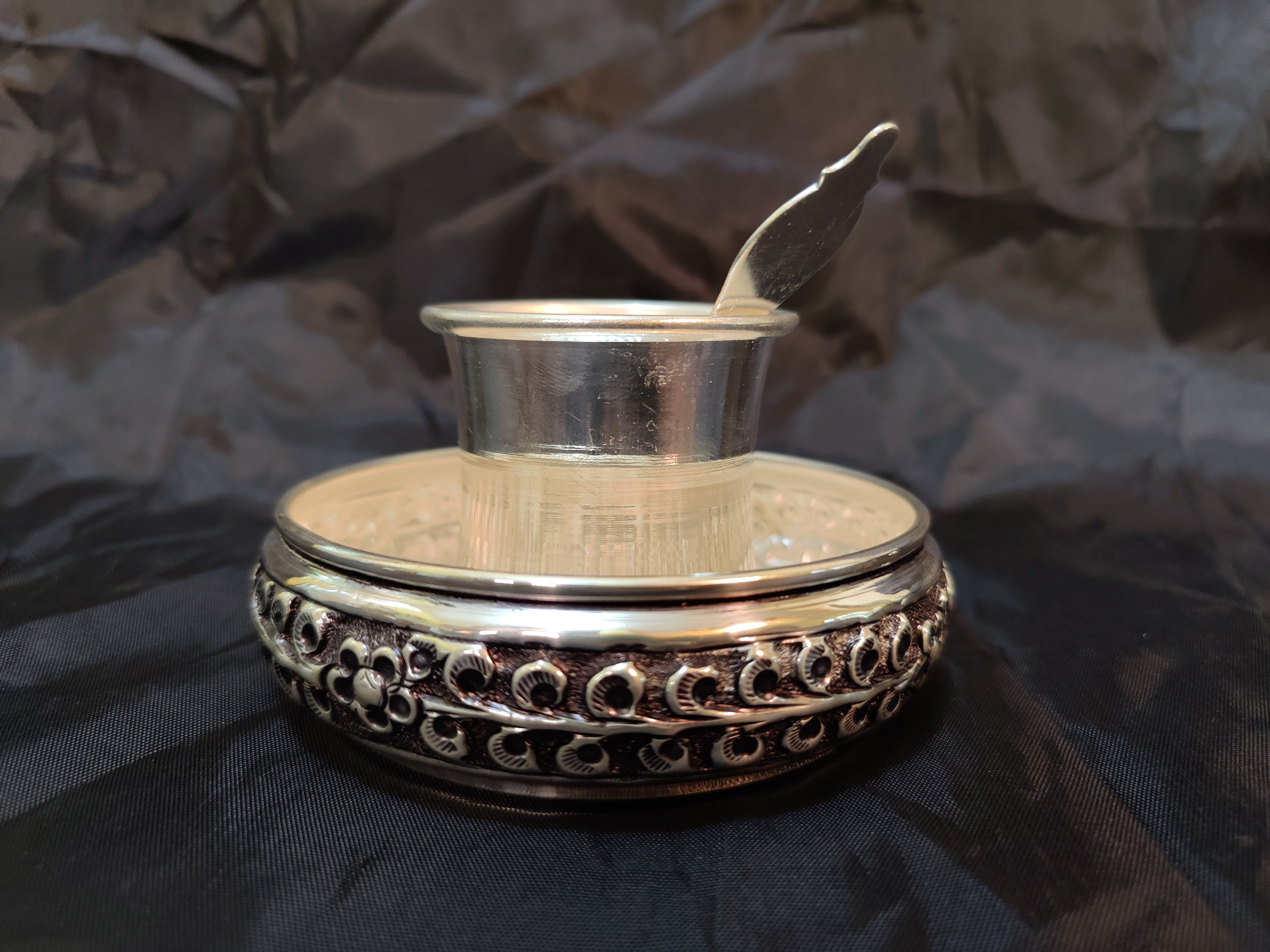 Antique German Silver Tray With German Silver Panchapatra