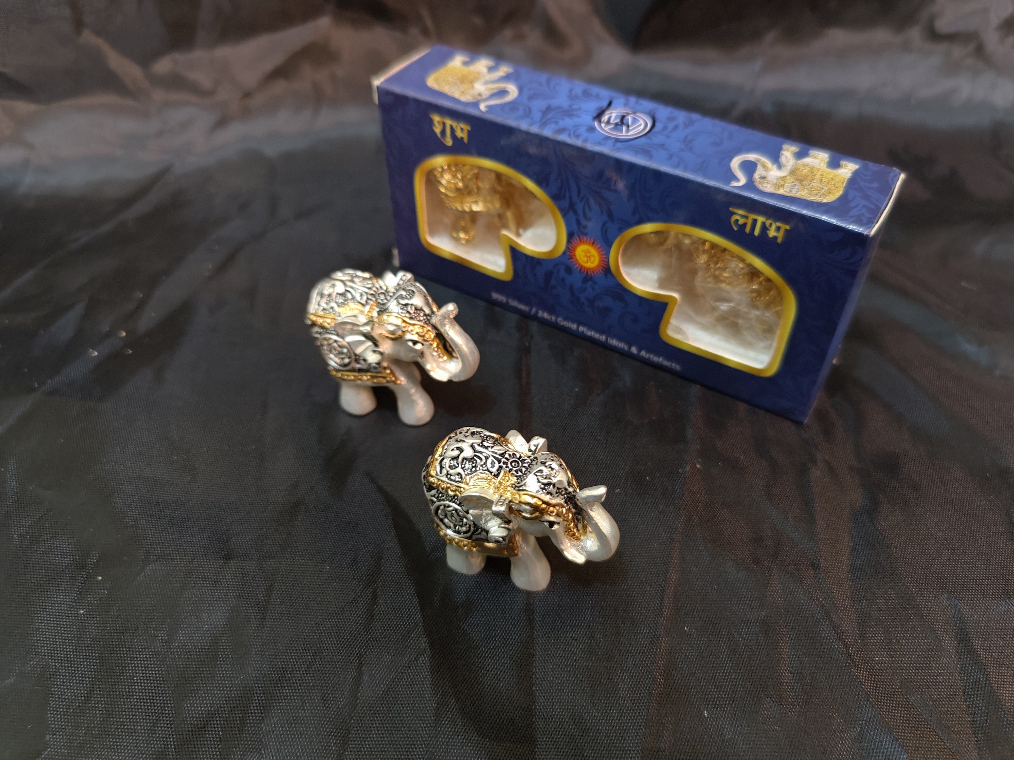 Pearl Finish Elephants Baby Pair