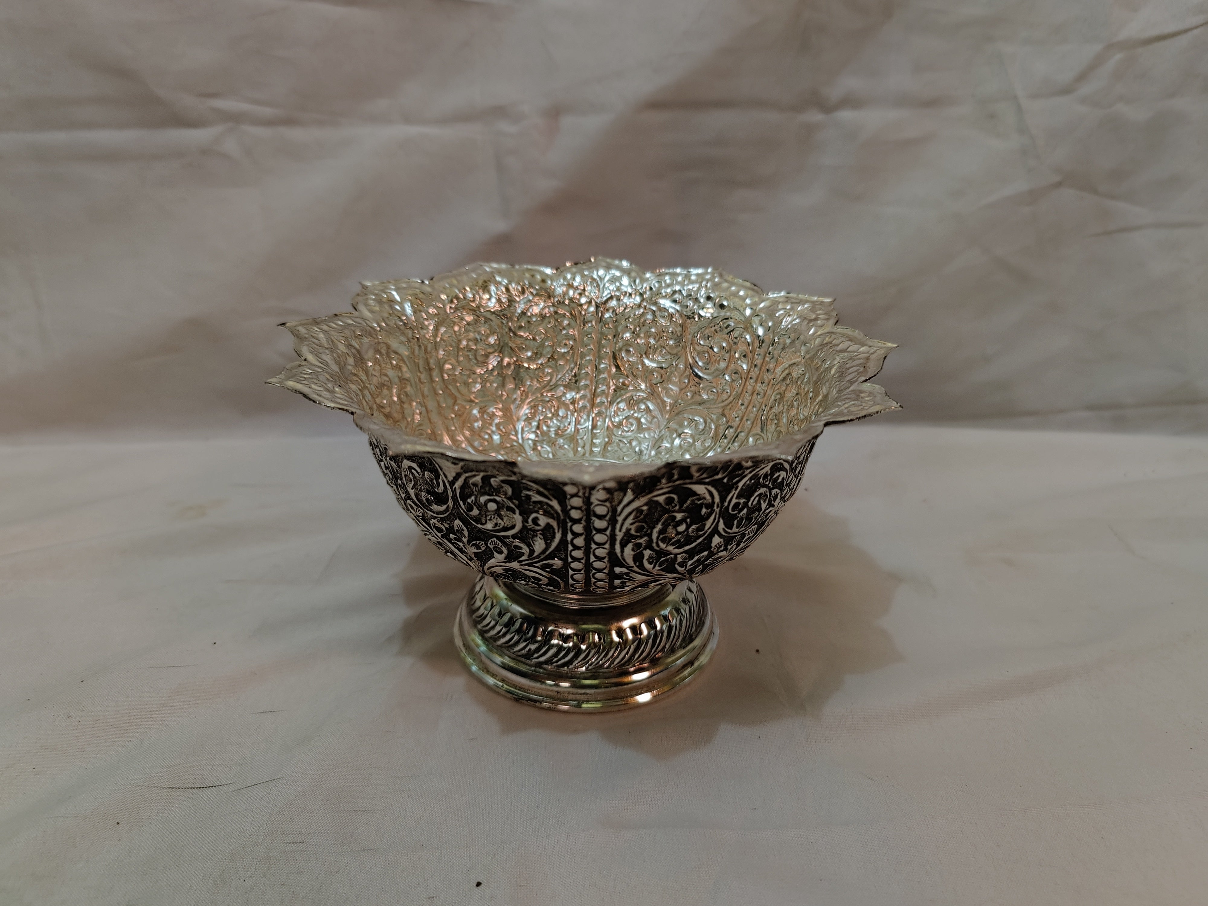 Antique German Silver Fruit Bowl 7"