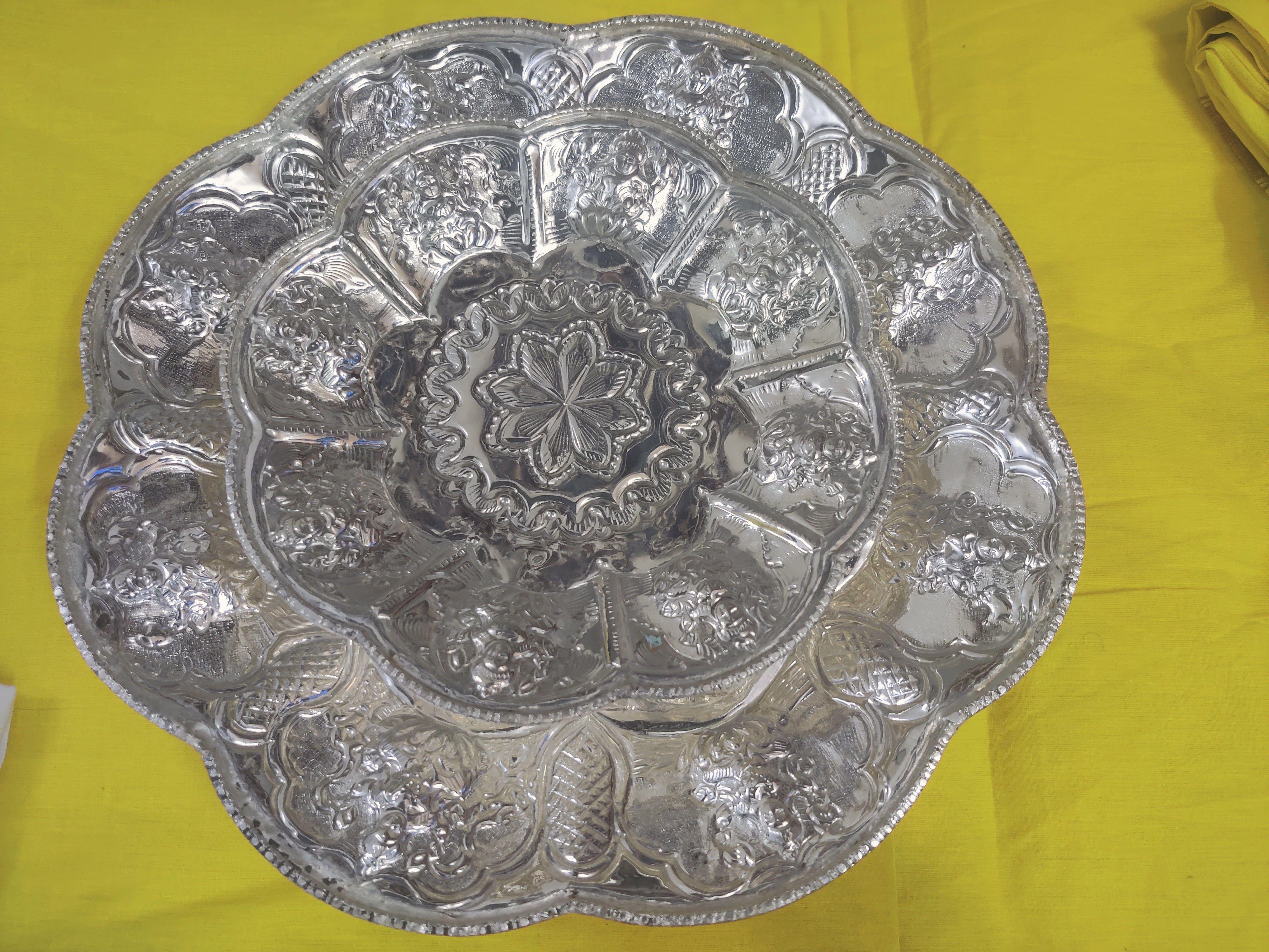 German Silver Astalakshmi Design Wedding Trays Combo(15"+10")
