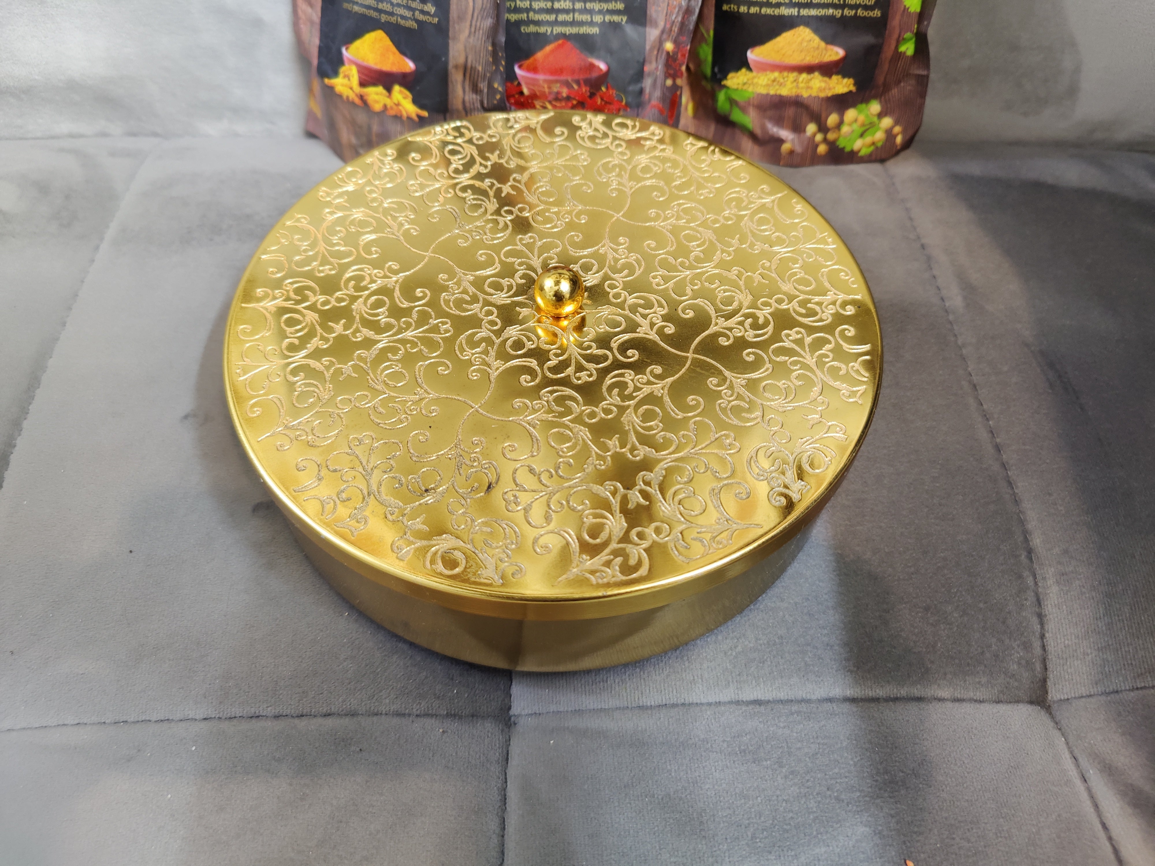 Brass Plated Masala Box (7 Containers)
