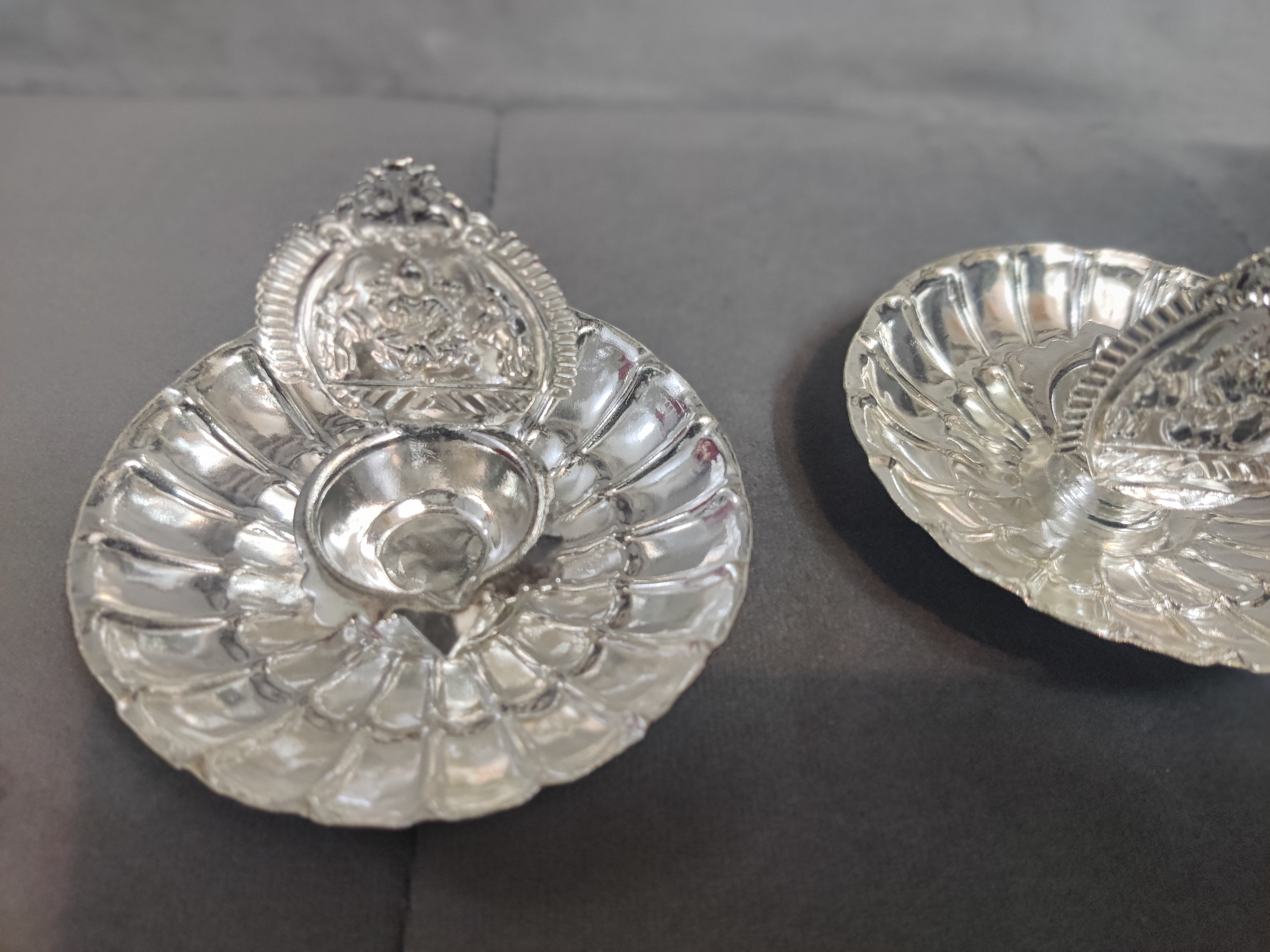 German Silver Lakshmi Diya 4"