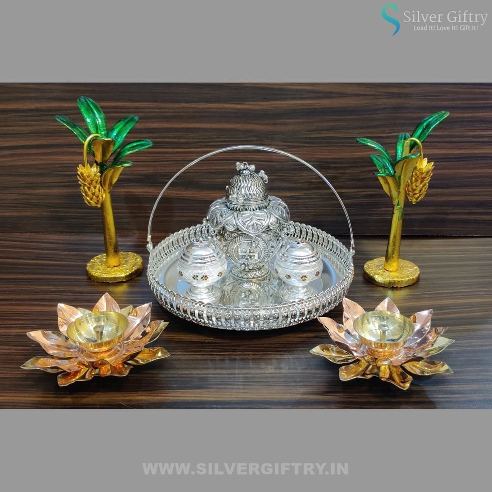 10" Imported Pooja Thali | Pooja Article | Silver Giftry | SGT20K004