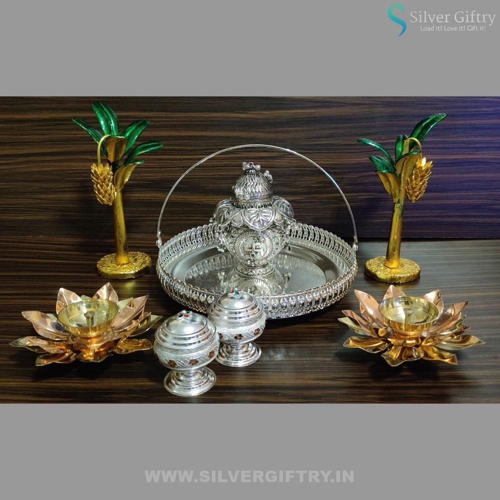 10" Imported Pooja Thali | Pooja Article | Silver Giftry | SGT20K004