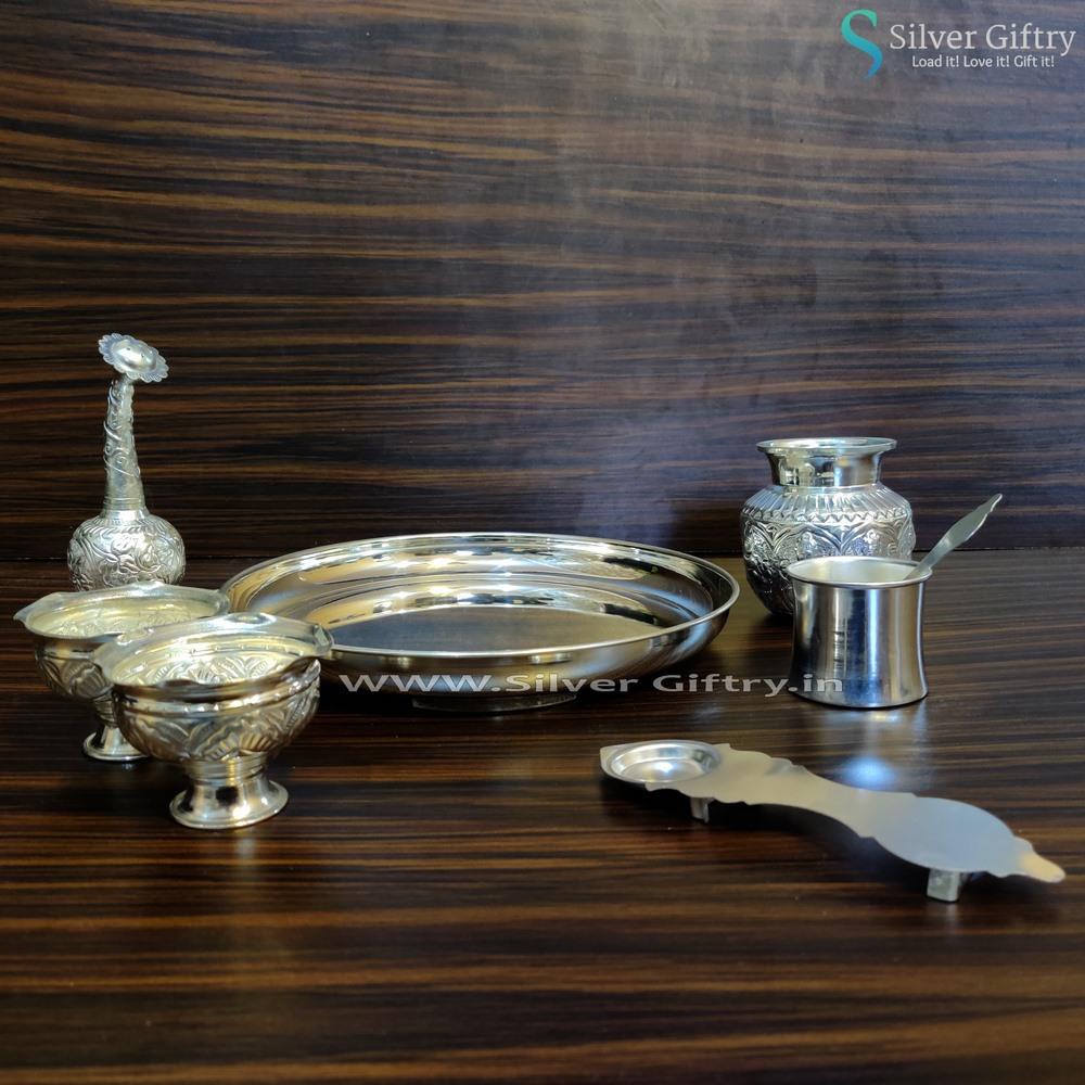 10" Pooja Thali | Pooja Article | Silver Giftry | SGT20K007