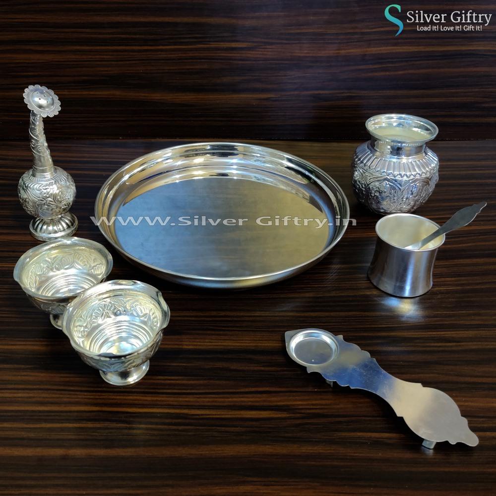 10" Pooja Thali | Pooja Article | Silver Giftry | SGT20K007