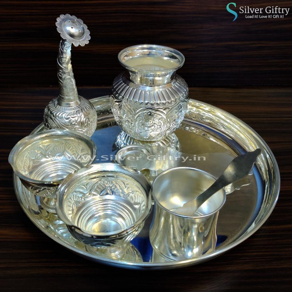 10" Pooja Thali | Pooja Article | Silver Giftry | SGT20K007