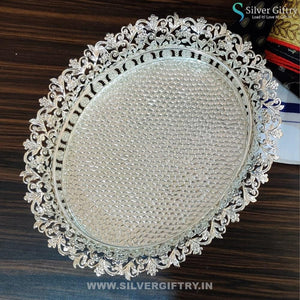 11" Imported Oval Tray | Pooja Article | Silver Giftry | SGT20K008