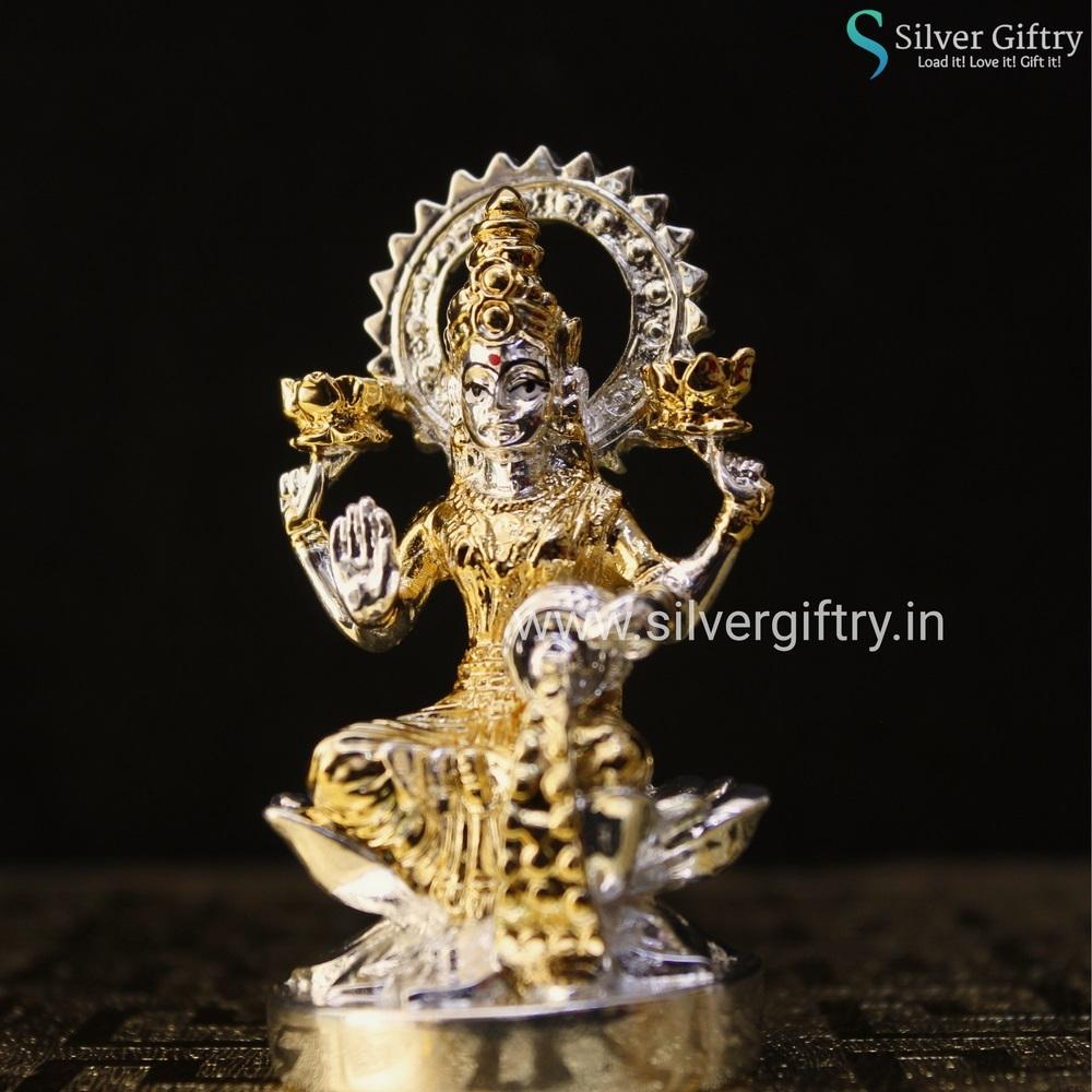 24kr Gold and Silver Coated Coin Lakshmi Idol | Silver Giftry | SGT20K014