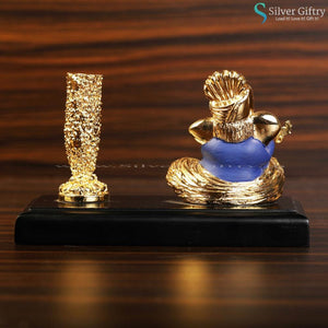 24kr Gold Ganesha With Pen Stand | Silver Giftry | SGT20K021