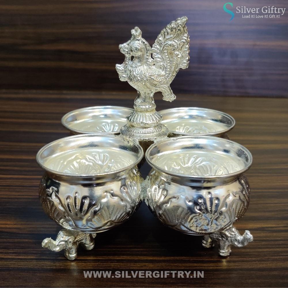 4" Cup German Silver Panchwala With Elephant Legs | Silver Giftry | SGT20K029