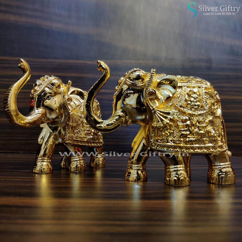 4" Elephants Full Gold pair | Silver Giftry | SGT20K031