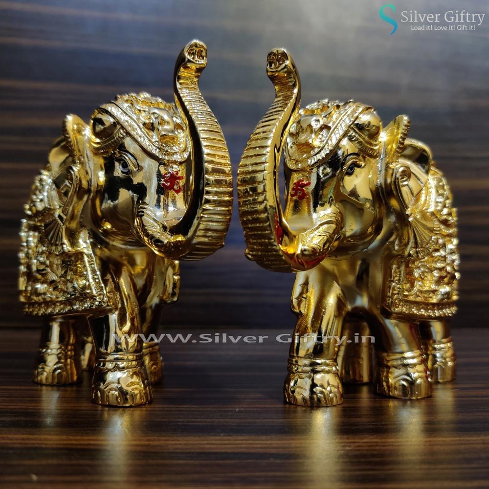 4" Elephants Full Gold pair | Silver Giftry | SGT20K031