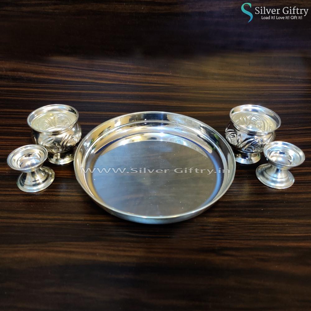 8" Pooja Set | Silver Giftry | SGT20K053