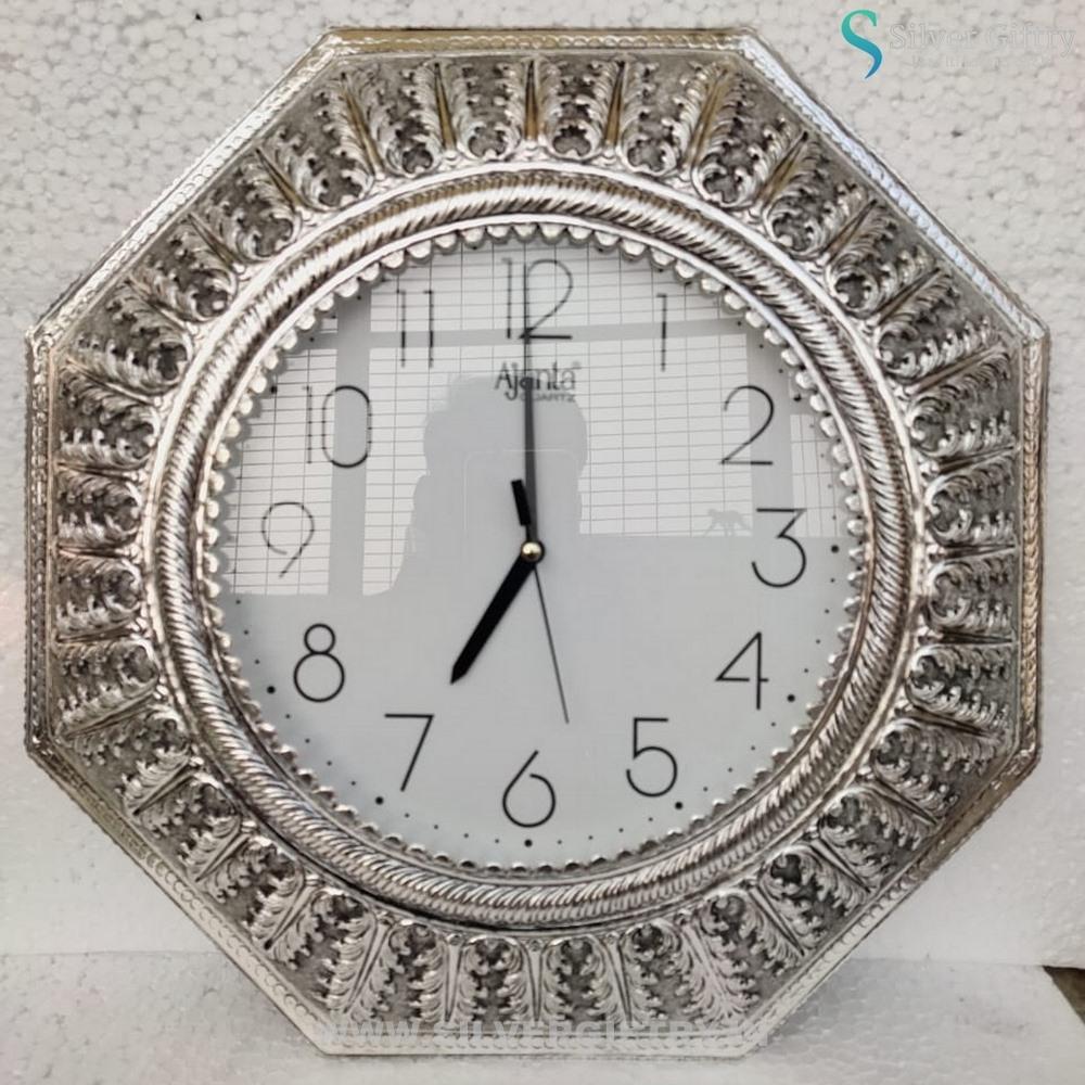 Antique German Silver Hexagon Shape Wall Clock | Silver Giftry | SGT20K072