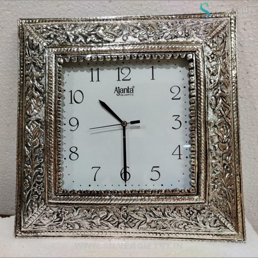 Antique German Silver Square Shape Wall Clock | Silver Giftry | SGT20K075