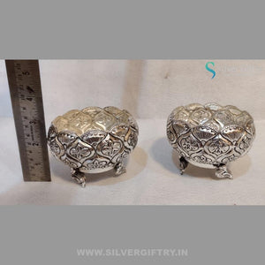 Antique German Silver Swan Leg Kumkum Bowl Set Of 2 Bowl | Silver Giftry | SGT20K076