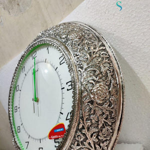 Antique German Silver Wall Clock Round 14" | Silver Giftry | SGT20K078