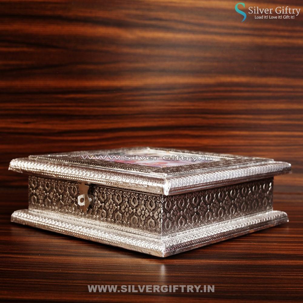 Antique Silver Dry Fruit Box 8x8" | Silver Giftry | SGT20K083