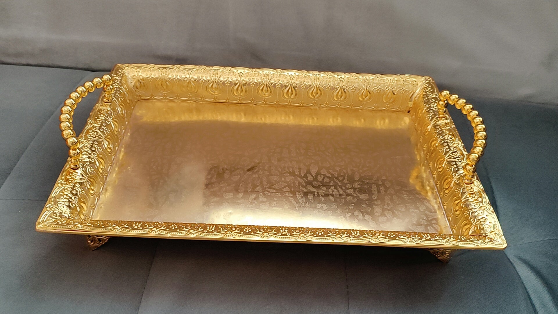 Imported GS gold rectangular tray 15/10"