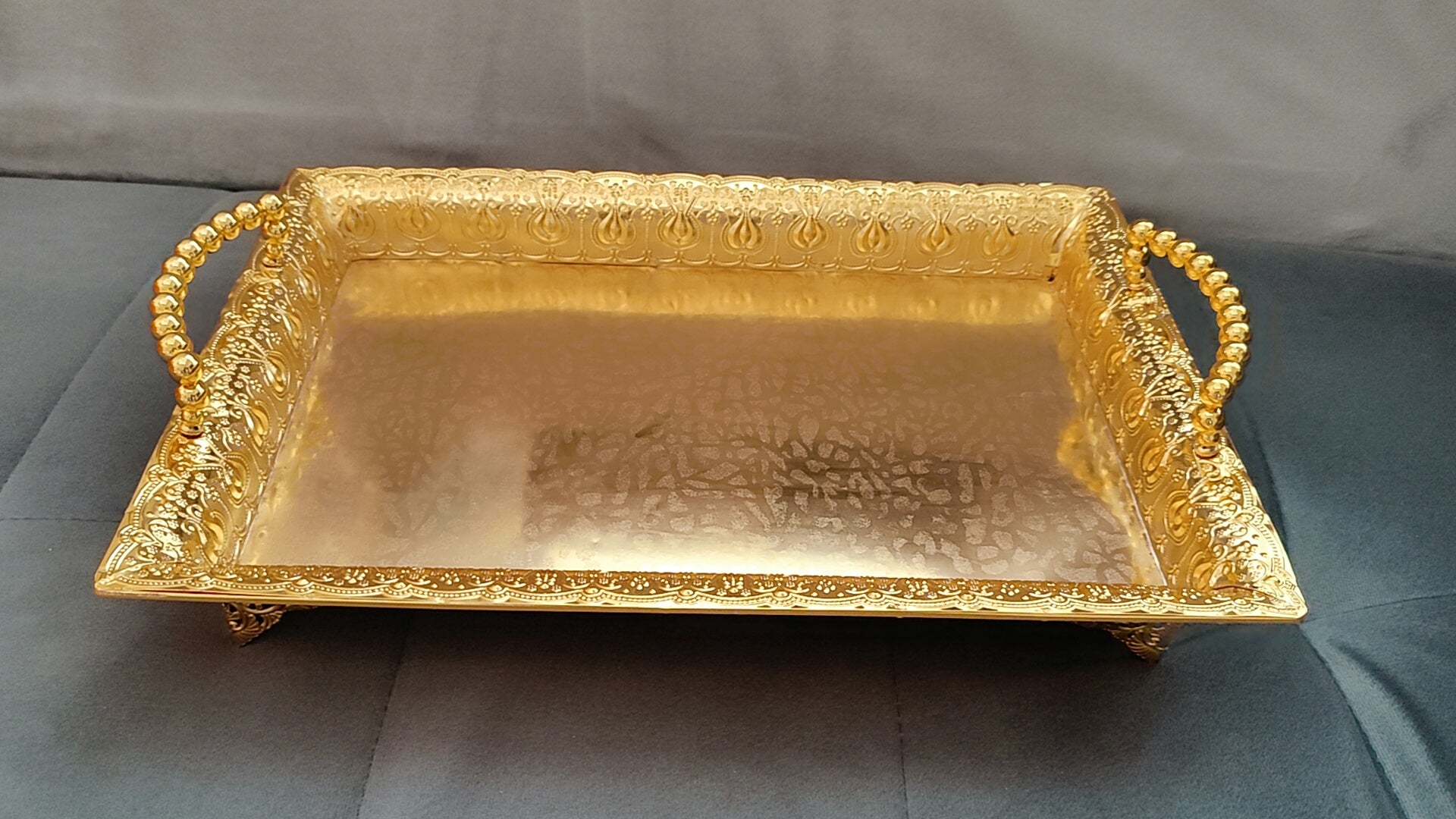 Imported GS gold rectangular tray 15/10"