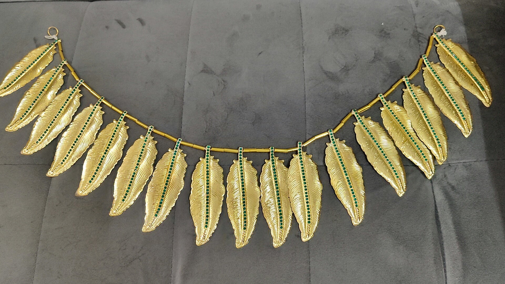 German silver gold leaf thorna 4feet (green stoned)