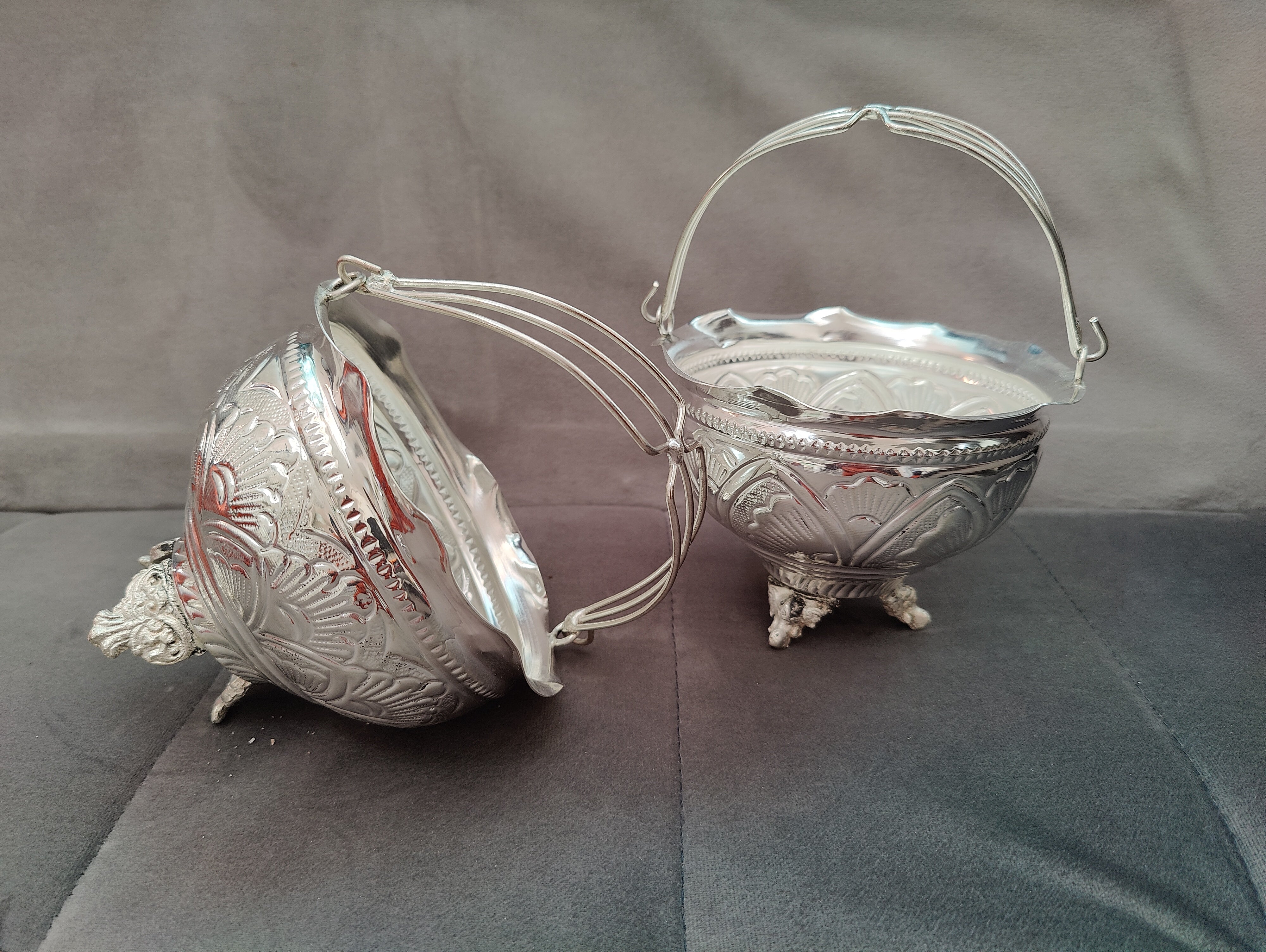 GS Flower Basket With Handle Single