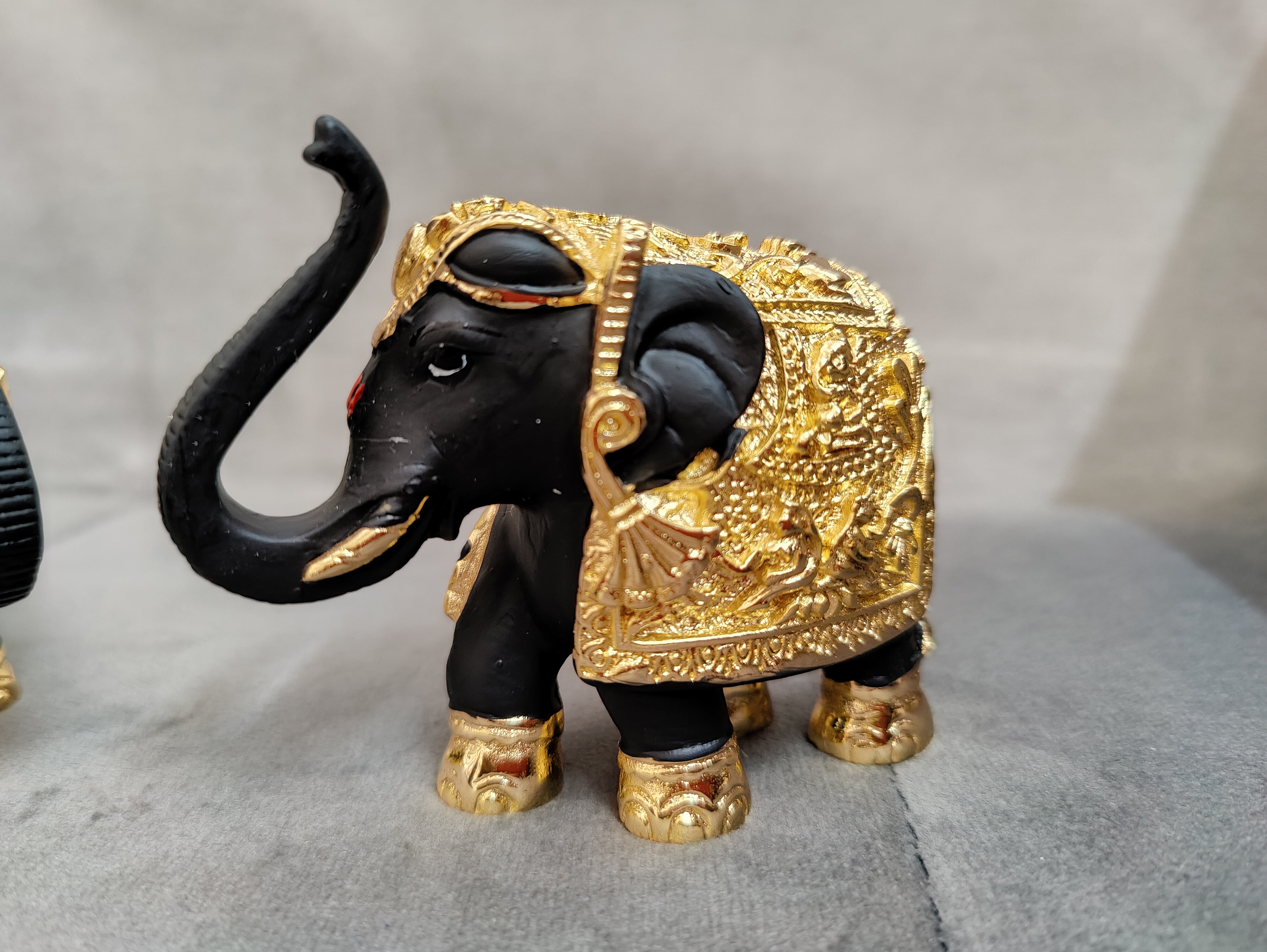 Black Gold Coated Elephant 3" Pair