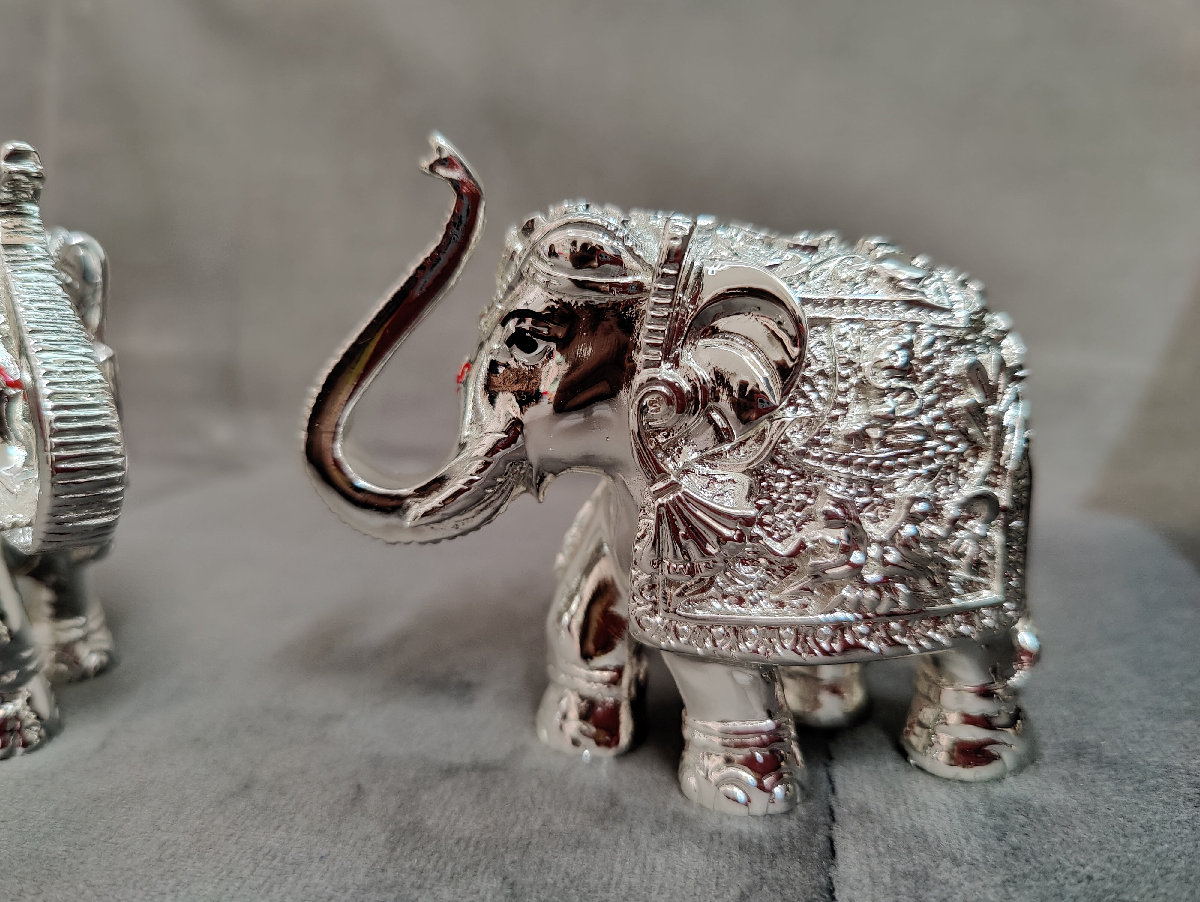 Pure Silver Coated Elephant 3" Pair