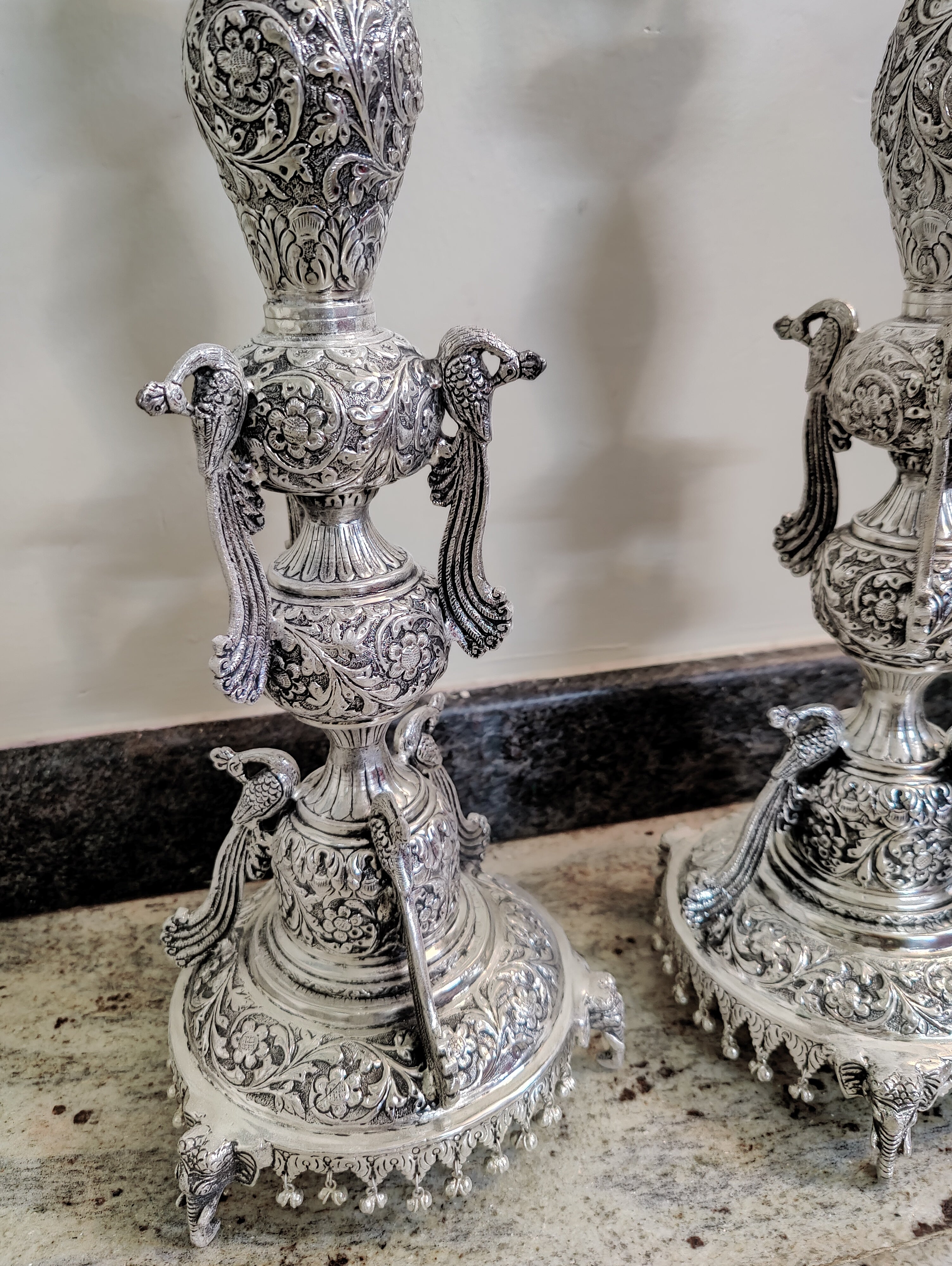 GS Antique Fancy Peacock Diya 38"