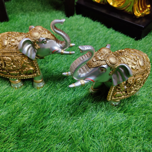 GS Gold Antique Maharaja Elephants Pair