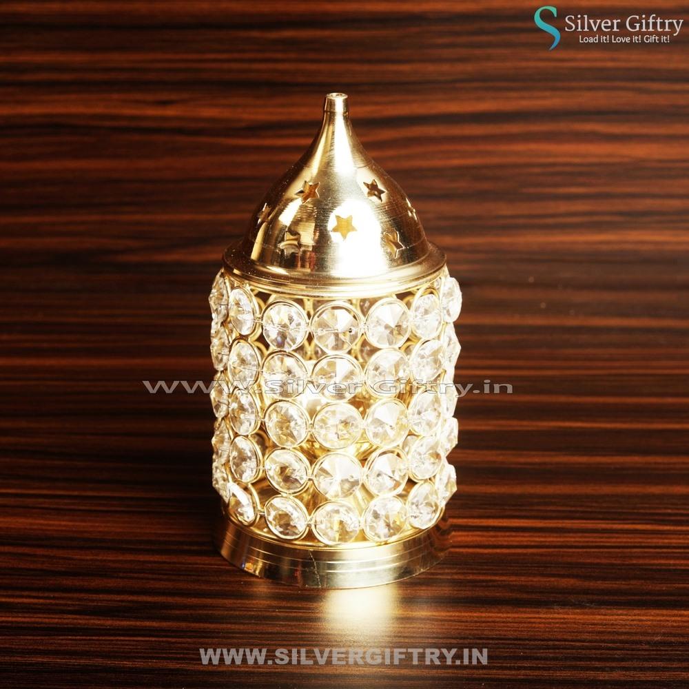 Brass Crystal Diya Gift | Silver Giftry | SGT20K111