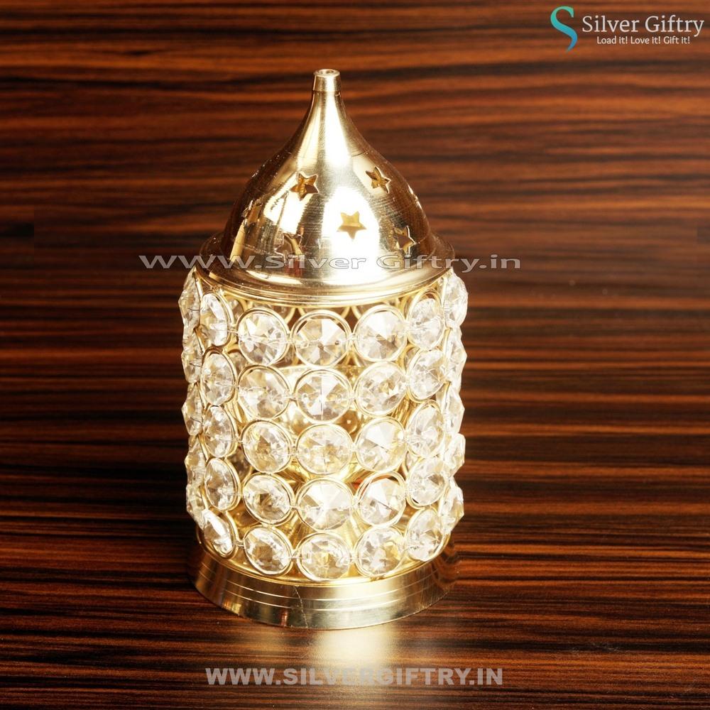 Brass Crystal Diya Gift | Silver Giftry | SGT20K111