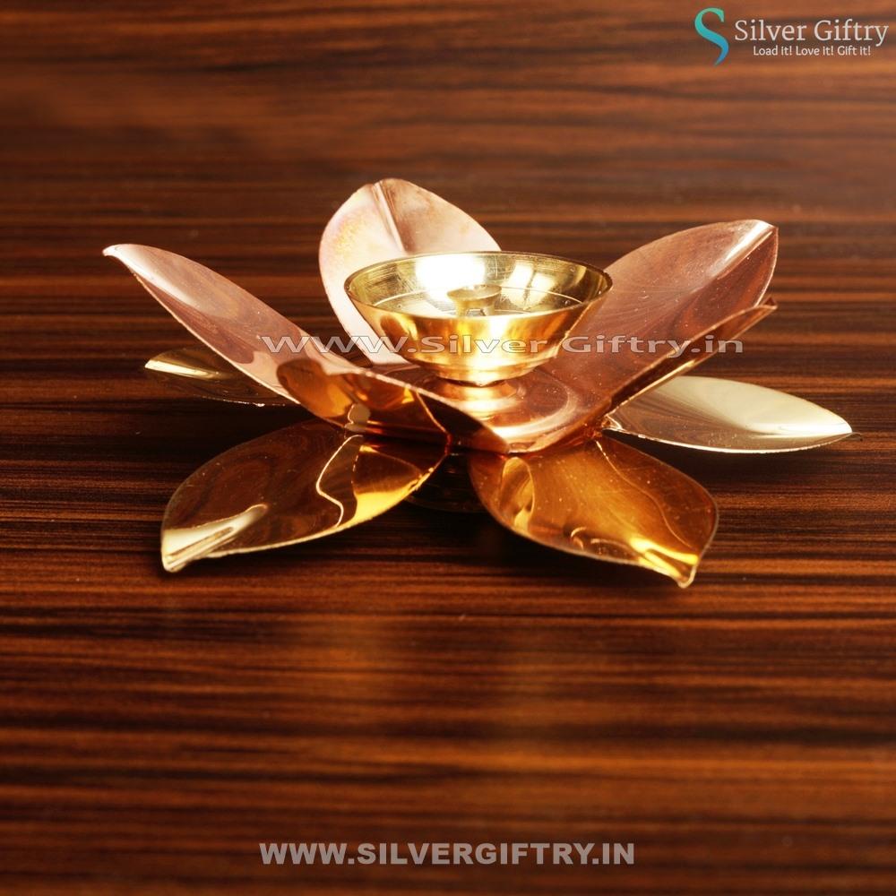 Brass Lotus Diya for Pooja | Silver Giftry | SGT20K116