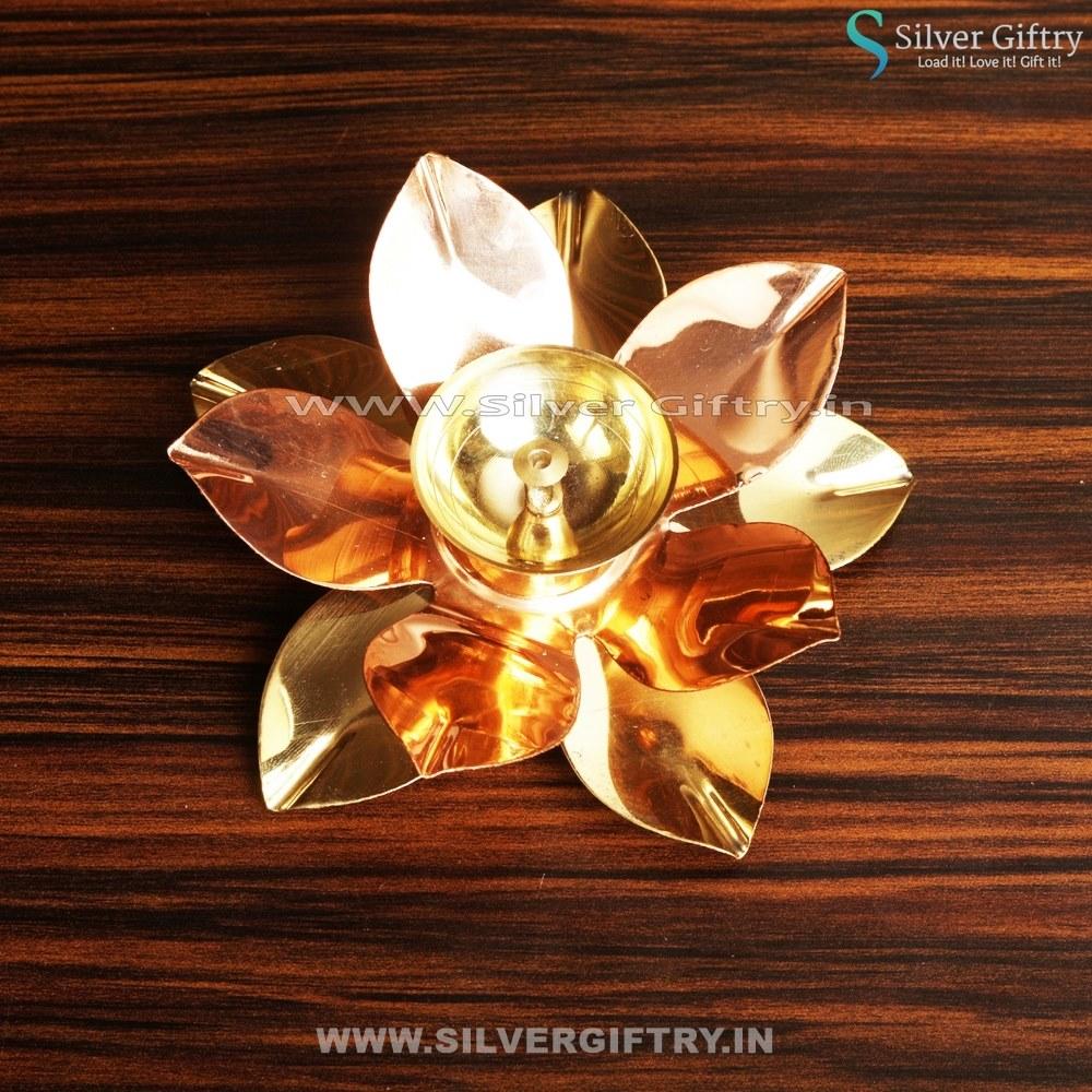 Brass Lotus Diya for Pooja | Silver Giftry | SGT20K116