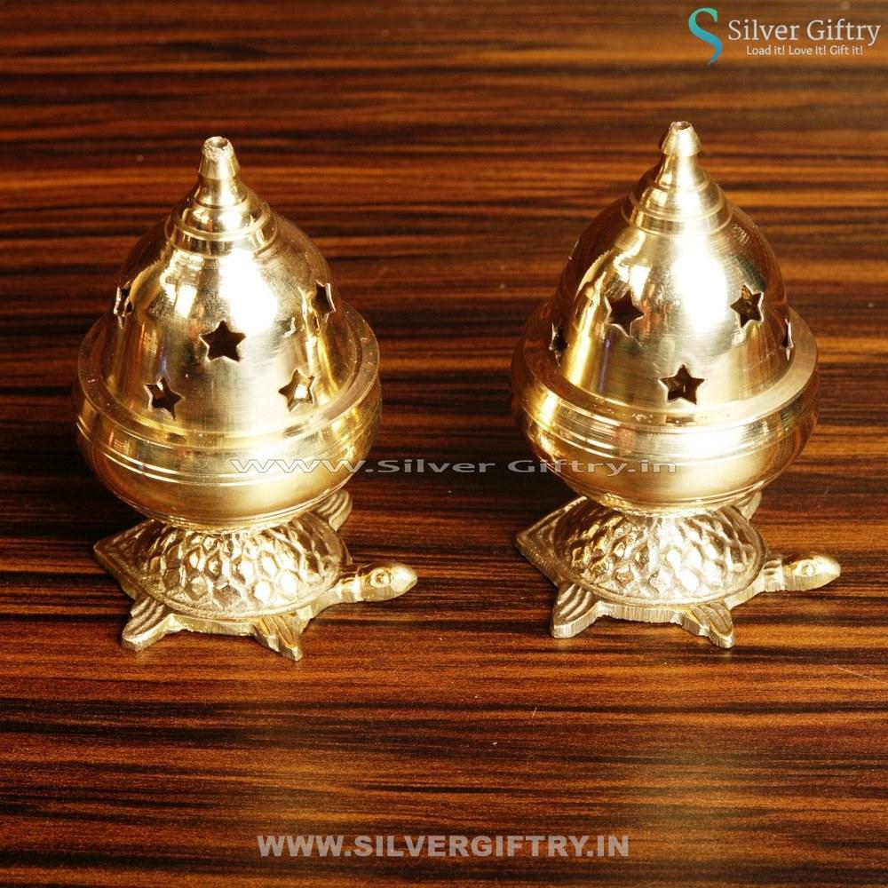 Brass Vasthu Deepa Tortoise Stand Pair | Silver Giftry | SGT20K117