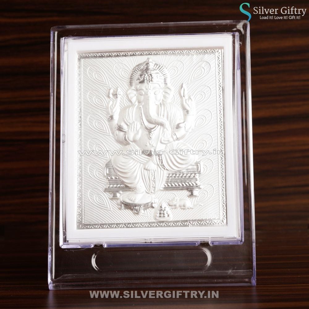 Cute Pure Silver Ganesh Frame Big | Silver Giftry | SGT20K137