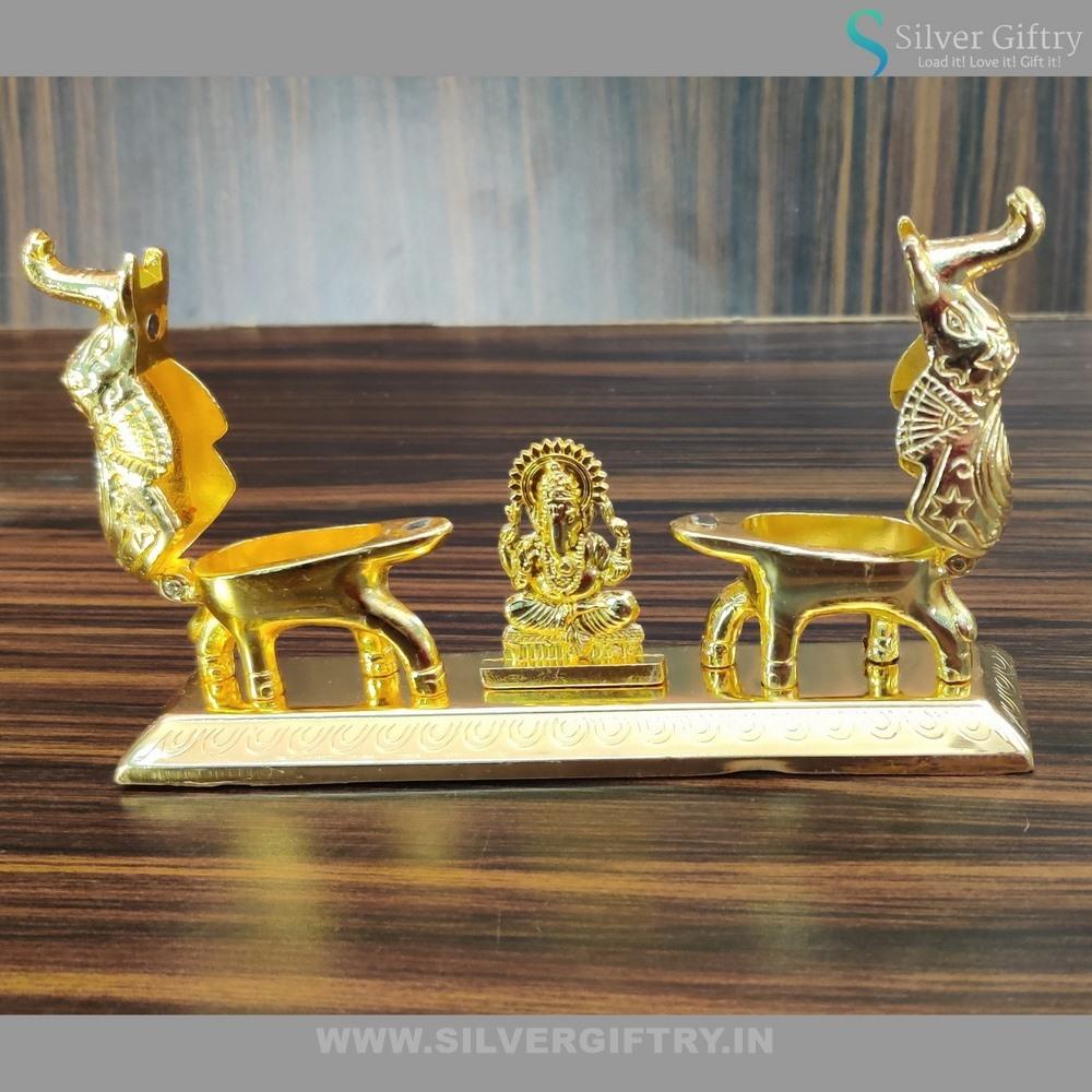 Ganesh Elephant Kumkum Dabbi 4" | Silver Giftry | SGT20K149
