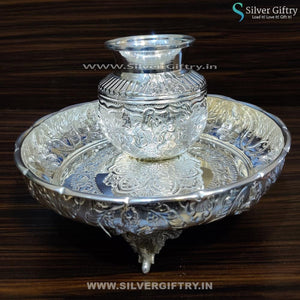 German Silver 10"lakshmiplate 5 Kalsha | Silver Giftry | SGT20K166