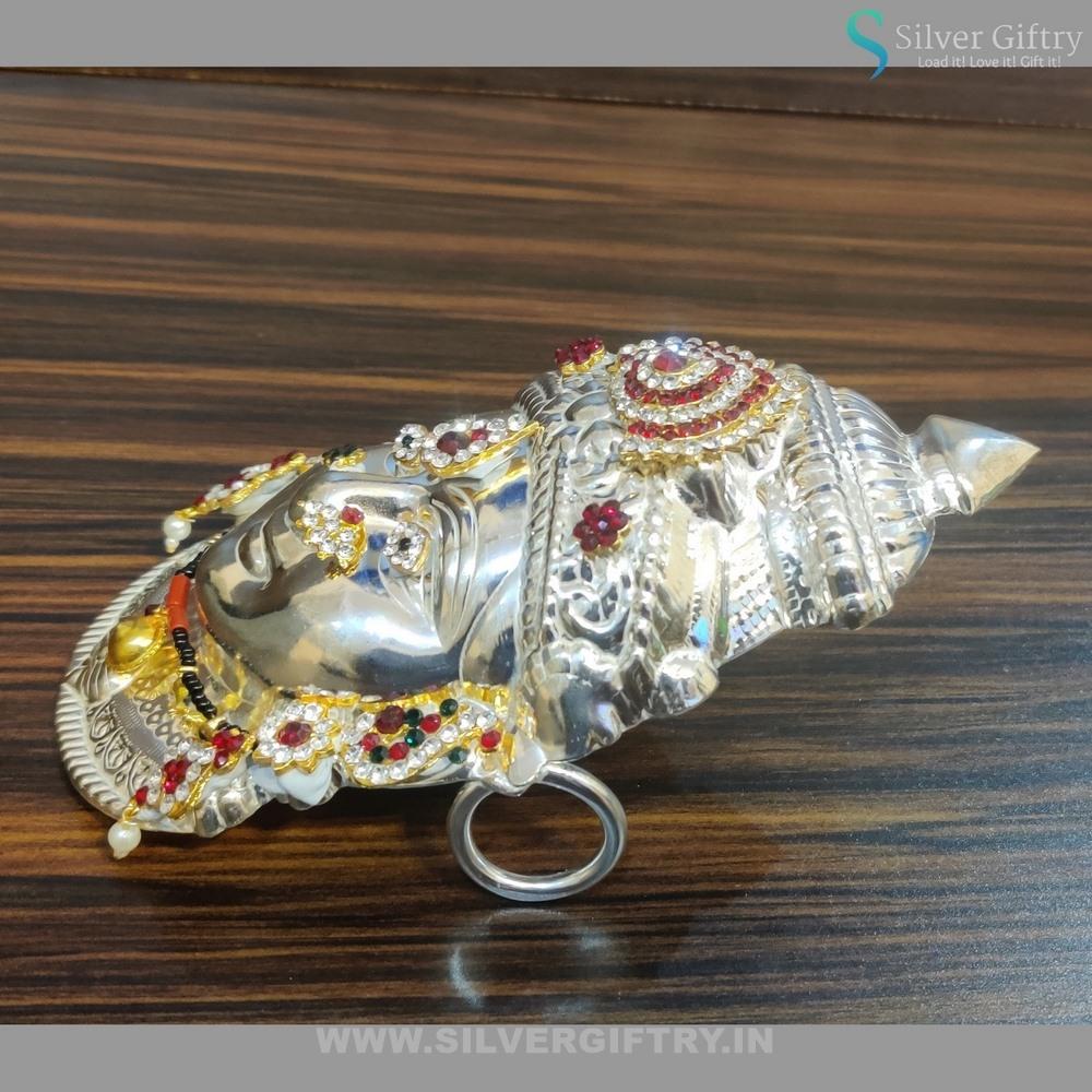 German Silver 7" Lakshmi Face With Jewellery | Silver Giftry | SGT20K190
